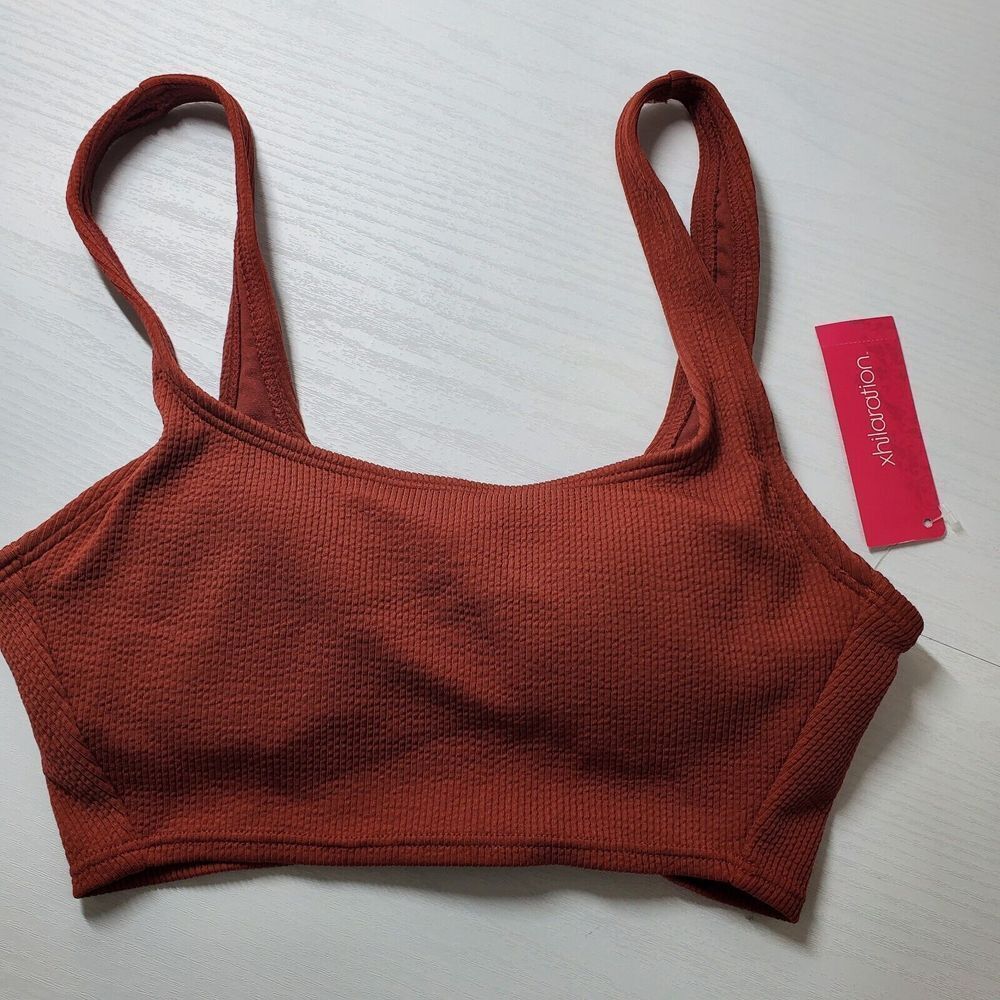 NWT Xhilaration Cropped Tank Top Shelf Bra Size Small Beach Summer Burnt Orange